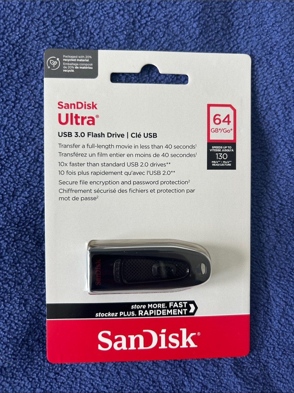 Sandisk Black USB 3.0 Flash Drive - 64GB